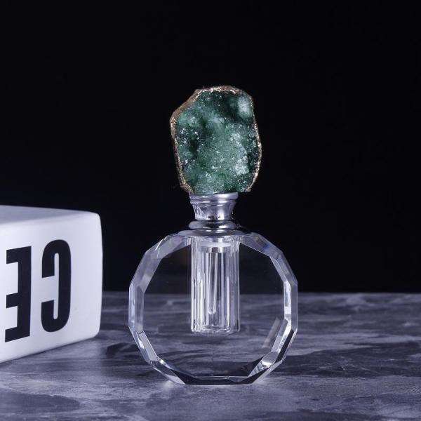Wedding Gift Natural Crystal Round Agate Glass Perfume Oil Bottle Custom
