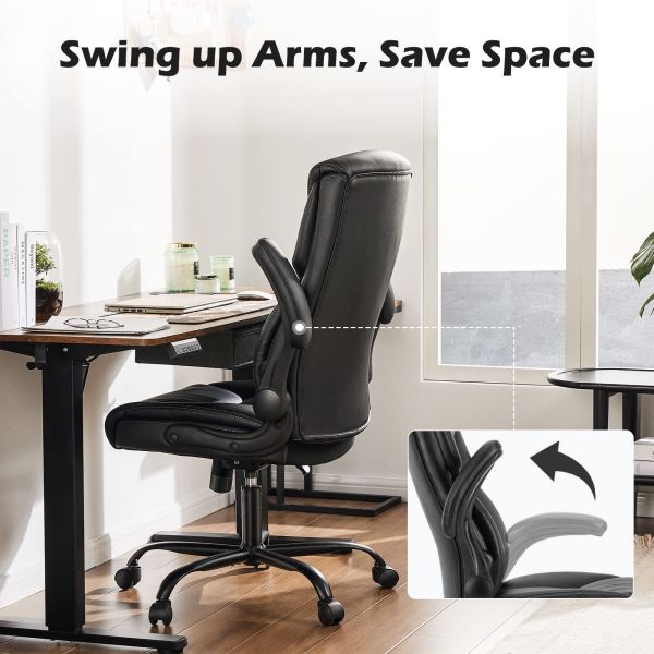 Modern Design Adjustable Executive Office Chair with Flip-Up Armrest and Lumbar Support