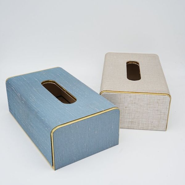 Functional Paper Tissue Box Durable Rectangle Tissue Holder Blue / White