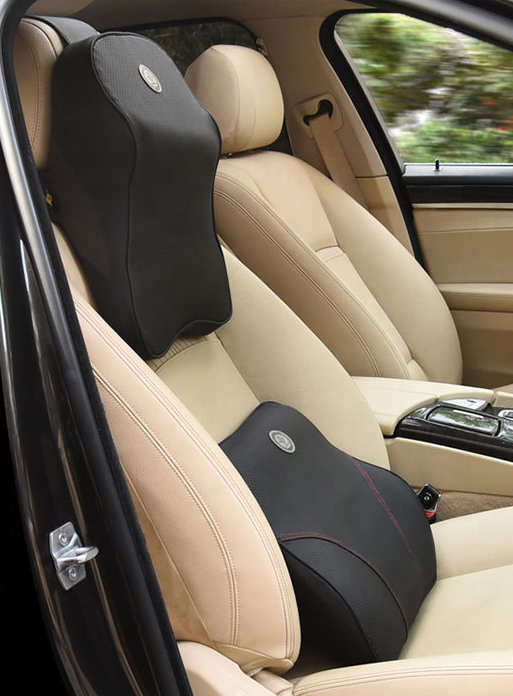 Car Lumbar Support Back Cushion Headrest Neck Pillow Kit for Seat Cushion Memory Foam