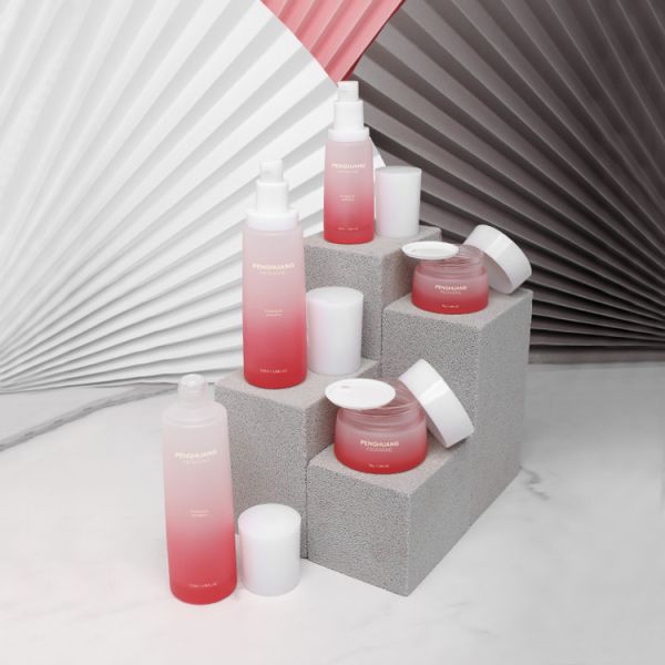 Бутылка округлой формы косметическая установила Hyaluronic кисловочное стекло Skincare