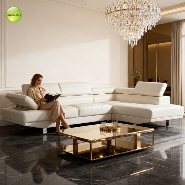 Leather Corner Sofa: Luxe Recliner, Plush Comfort – Minimalist Statement Spaces Perfect
