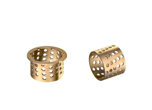 Bronze Flanged Sleeve Bushing & Bearings Made Of CuSn8 With Lubrication Indents
