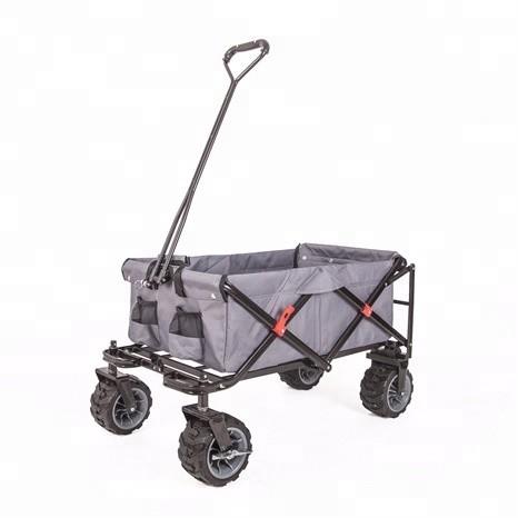 80KG Large Capacity Collapsible Beach Wagon 8 PVC Wheel Rotates 360 Degree