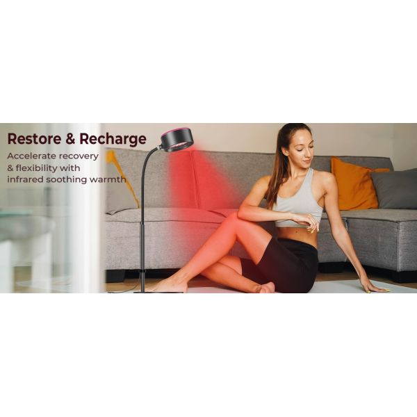 Red Light Therapy Lamp with 660nm + 850nm Dual Wavelength 30W LED Panel and Remote Control & Timer for Home Wellness