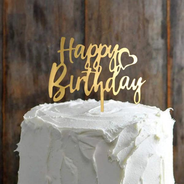Birthday Cake Topper Set, Double-Sided Glitter, Acrylic Happy Birthday Cake Toppers/Cupcake Toppers, Birthday Decor