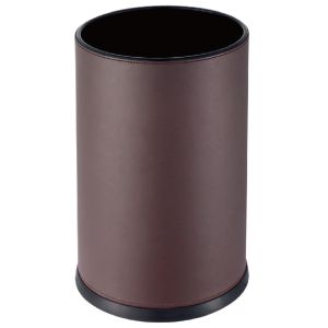 Single Layer Open Top Hotel Waste Bins With Premium PU Leather Cover