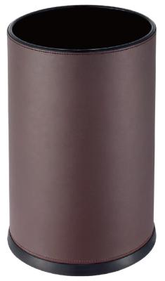 Single Layer Open Top Hotel Waste Bins With Premium PU Leather Cover