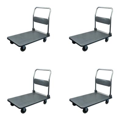 330lbs Capacity Foldable Platform Trolley Four Casters Wheels Folding Cart