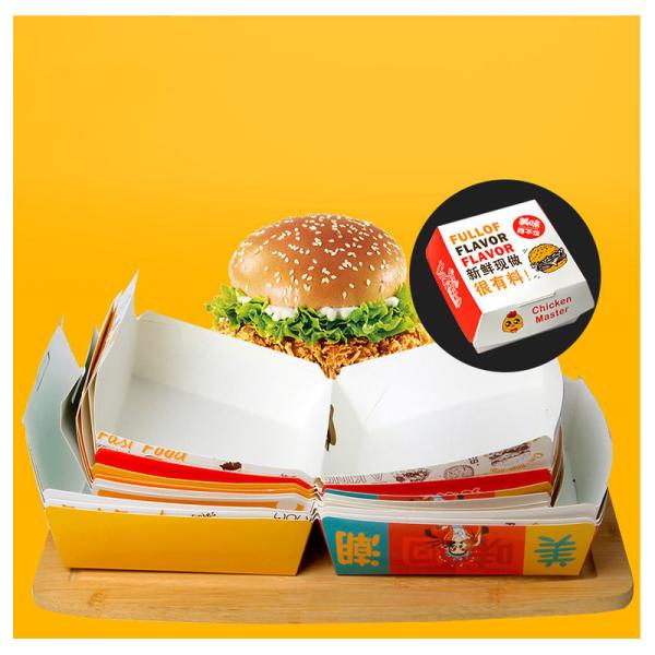 Customized printing disposable fast food burger box corrugated paper burger box packaging