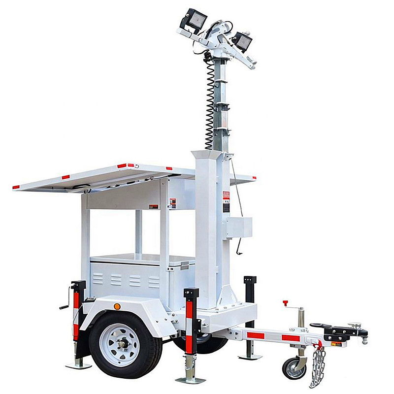Surveillance Tower With Camera Remote Monitoring Wide Area Illumination Solar Mobile Light Tower
