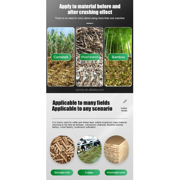Crush Biomass Waste Wood with 102/110hp Turbo Diesel Engine Tree Grinder Wood Chipper