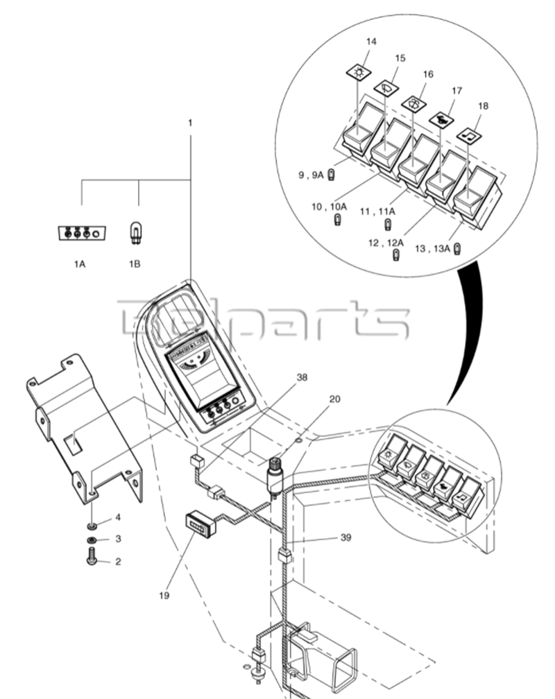 L'affichage à cristaux liquides de Spare Part Panel d'excavatrice de Belparts mesurent DX SL225LC-V solaire SL220LC-6 DH225-7 2621-6012 539-00048G 300426-00084 lundi