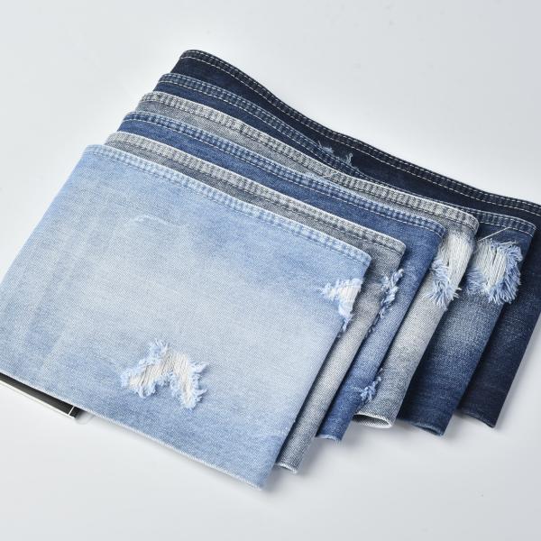 11.9oz Shrink Resistant Cotton Polyester Spandex Blue Stretch Denim Fabric