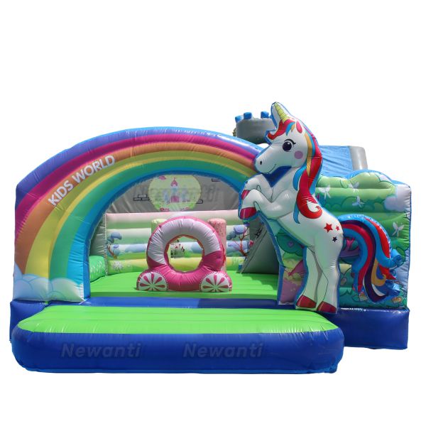 2024 Inflatable Unicorn Castle Bounce House with Customized Color Blowers and Blowers