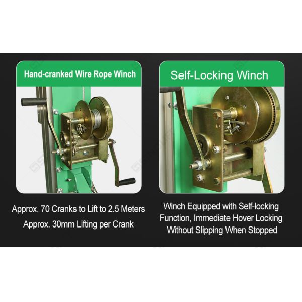 BS01 Balanced Counterweight Manual Hand Winch Crane 150kg, Mobile Floor Crane with Counterweight & Swivel Hook, for Warehouse Workshop Construction