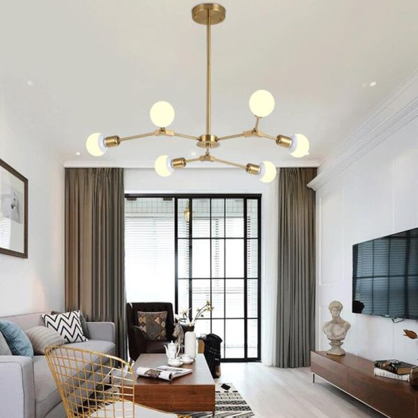 Modern iron chandeliers long drop chandelier Rose Gold Black Color E27 Bulb Chandelier(WH-MI-258)