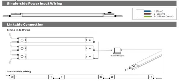 4ft/40W DIP Switchable power and 3CCT 3-Phase Changding D4 LED Moisture-proof Lamp Suitable for Parking Garage and Lighting