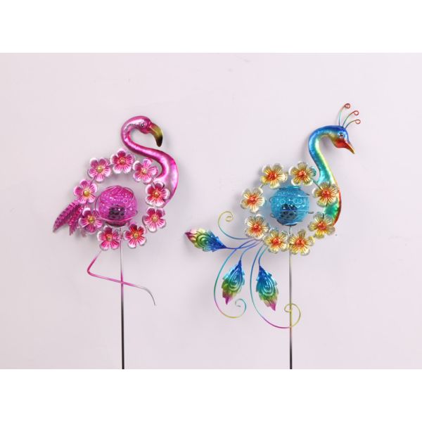 Peacock Flamingo Crane Solar Garden Ornament With Low Light Intensity