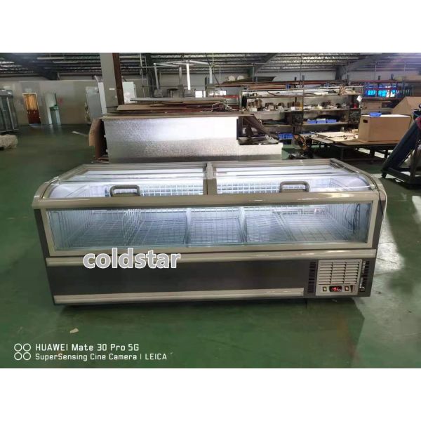 Supermarket Refrigerated Display Island Fresh Meat Freezer