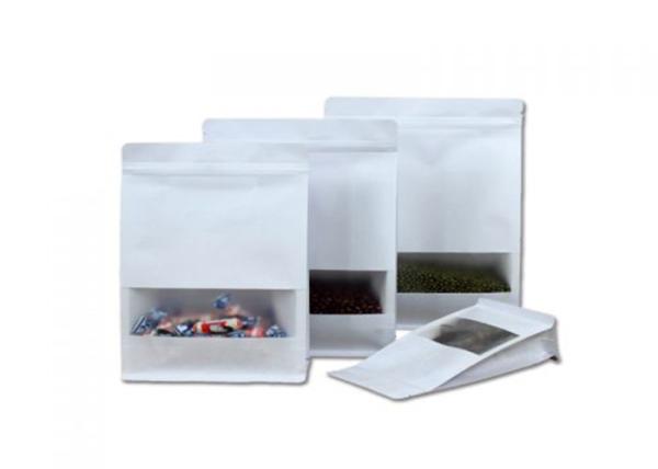 High Barrier Resealable Kraft Bags , Kraft Stand Up Pouches With Window