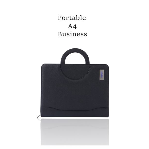 Водоустойчивый кожаный случай портфолио A4, Handheld кожаная папка файла с молнией