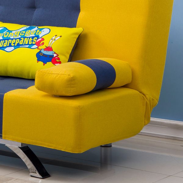 Gross Weight 28KGS Convertible Navy Yellow Home Sofa Bed