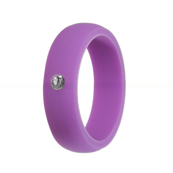 Wedding Silicone Rings Breathable 5.7mm with Cubic Zirconia Inlay Multi Colors