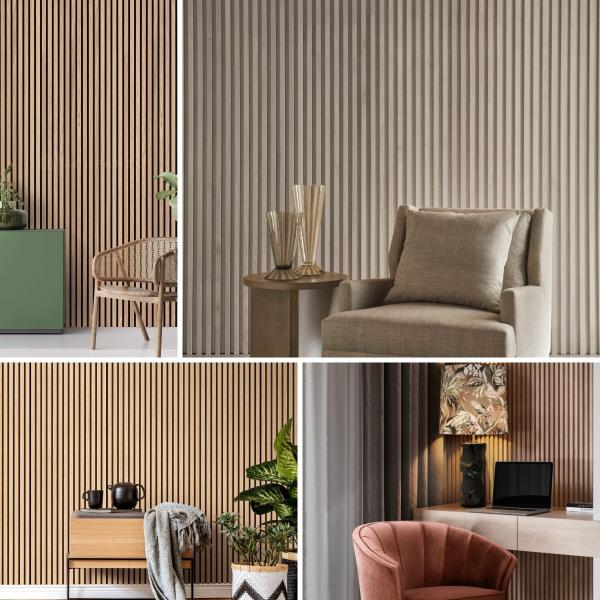 Veneer Banding Acústico Painéis de Madeira Slat 2400mm Madeira Slat Wall Tiles personalizado