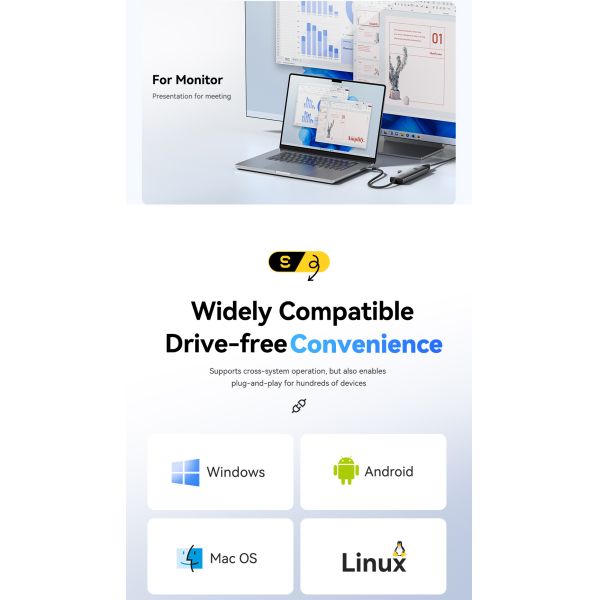 ESSAGER ES-HB03 Series 7 in 1 USB-C USB-A SD TF Port 3.0 Best USB Port Hub