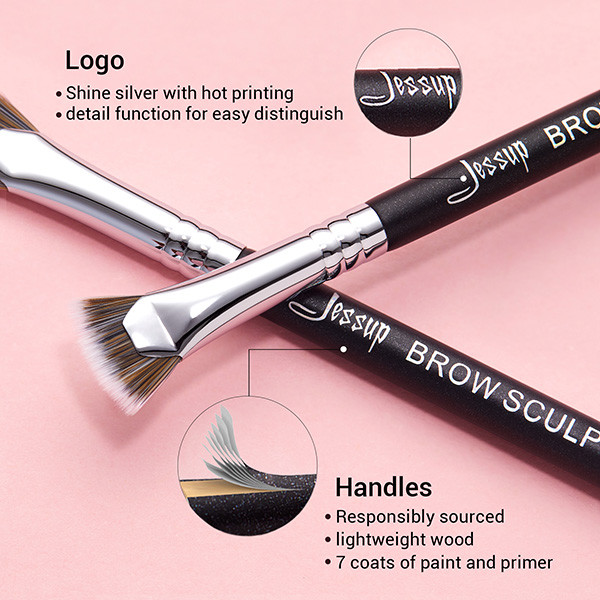 Black Silver 1pc Jessup Makeup Brush For Eyebrow Eyeshadow Lip