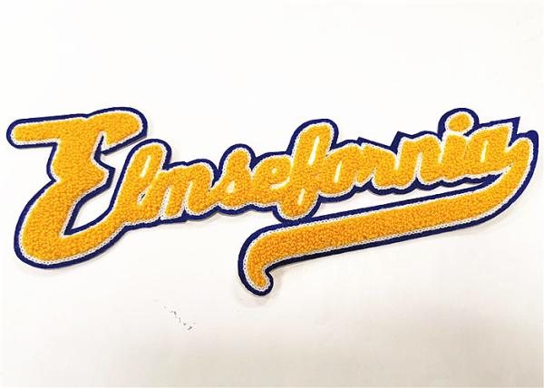 Yellow Word Iron On Chenille Patches Chenille Back Patch For Sweater