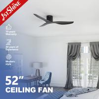 Ventilador de techo moderno de 3 aspas, negro elegante, de 52 pulgadas, con motor de CC