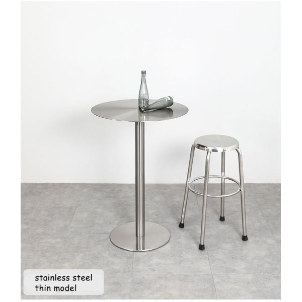 Minimalist Outdoor Leisure Stainless Steel Small Round Table Bar Dining Restaurant Table