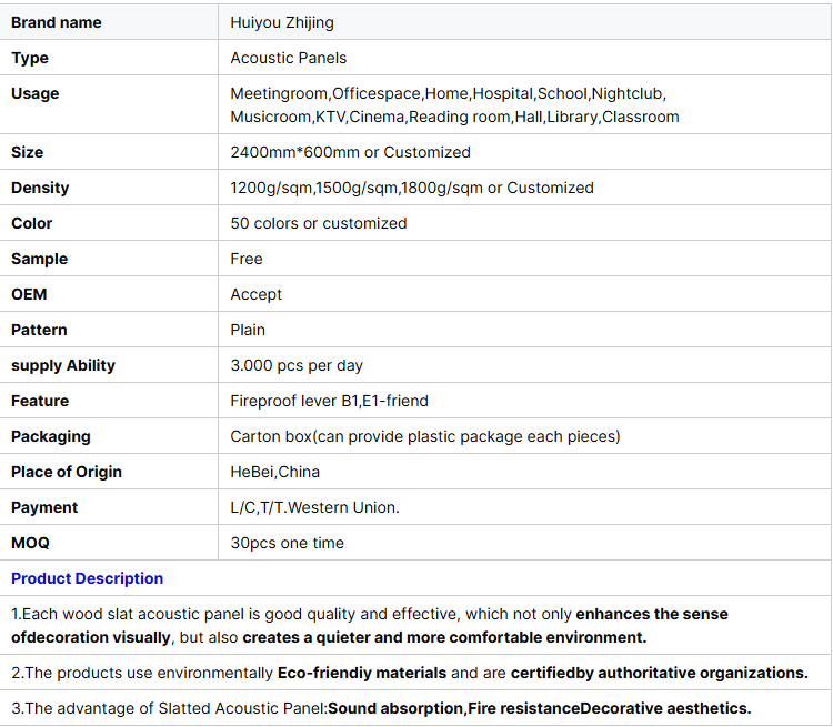 Sound Absorption MDF Acupanel Acoustic Wood Panel Wood Slatted Wall Panels 2400x600mm