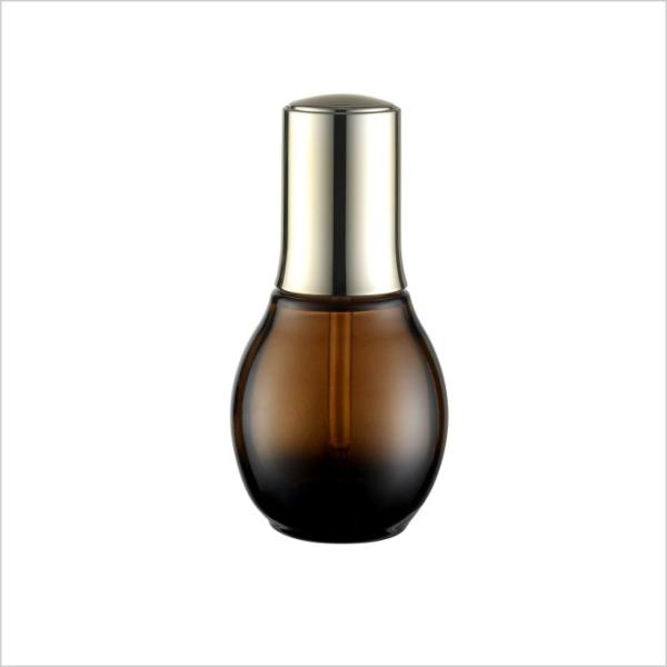 garrafa de vidro do óleo da massagem do tampão do conta-gotas do interruptor do ouro de 30ml 50ml Amber Spherical Luxury Dropper Bottle