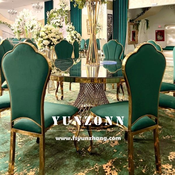 Best Selling Golden Stainless Steel Wedding Chairs Cheap Plum Blossom Hotel Banquet Chair for Outdoor Dining Hall Events