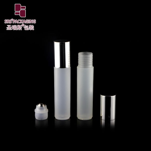 10ml Frosted Black Roller Bottle for Perfume Empty Eye Serum Roll on Bottle with Metal Roller Ball Factory Sale