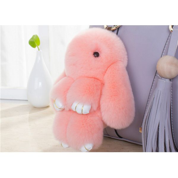 Soft Comfortable Luxury Rex Rabbit Fur Keychain For Knitted Hats Parts