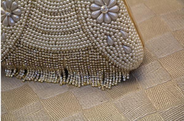 European and American high-grade diamond evening bag banquet bride tassel Clutch