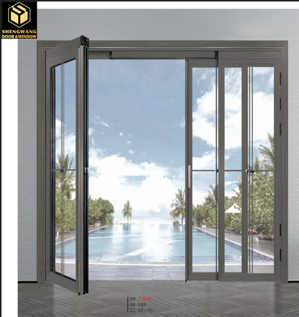 Red And Black Aluminium Glass Hinged Door With Aluminium Big Folding Doors For ODM