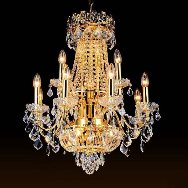 JYLIGHTING Grand lustre en cristal vintage pour salle à manger, salon, mariage de luxe, chandelier à bougies en cristal