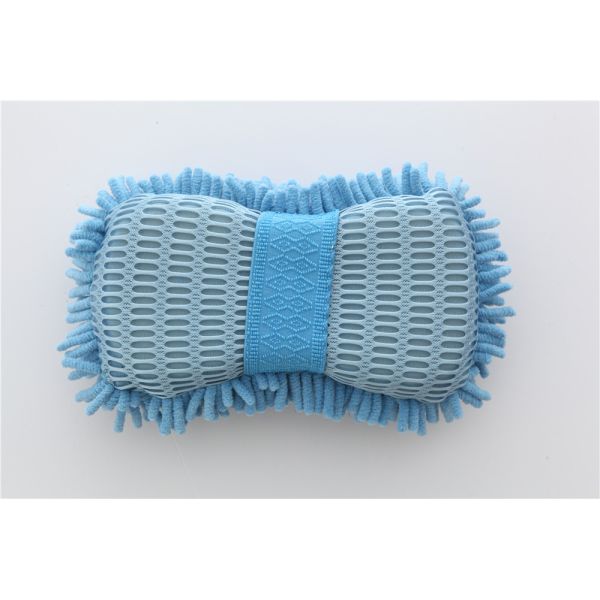 Blue color microfiber chenille car cleaning, house cleaning sponge applicator pad