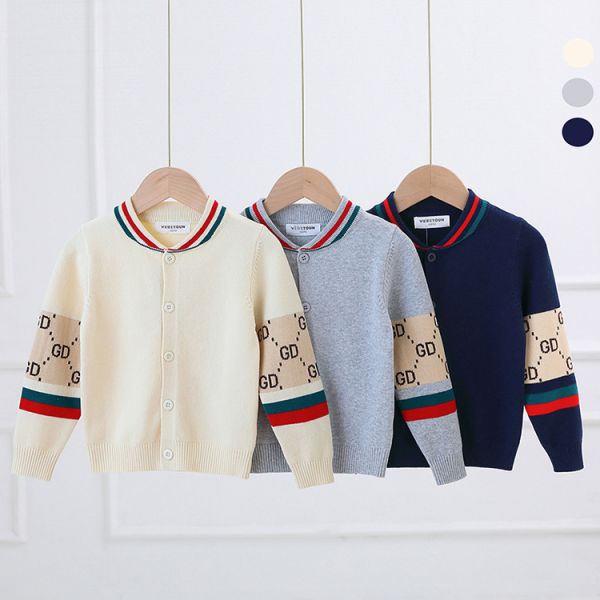 2023 new boys fall winter double viscose cotton sweater cartoon baby children knit Cardigan sweaters