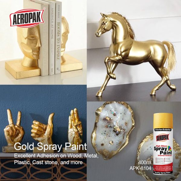 Aeropak 400ml Acrylic High Gloss Metallic for Wholesale Custom Color OEM Gold Spray Paint Liquid Coating Automotive Home