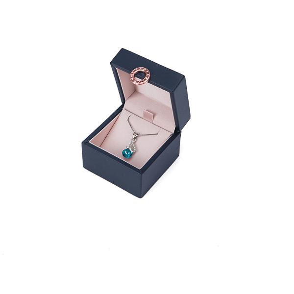 Caja de joyería de cuero PU de lujo con logotipo personalizado y estampado en caliente
