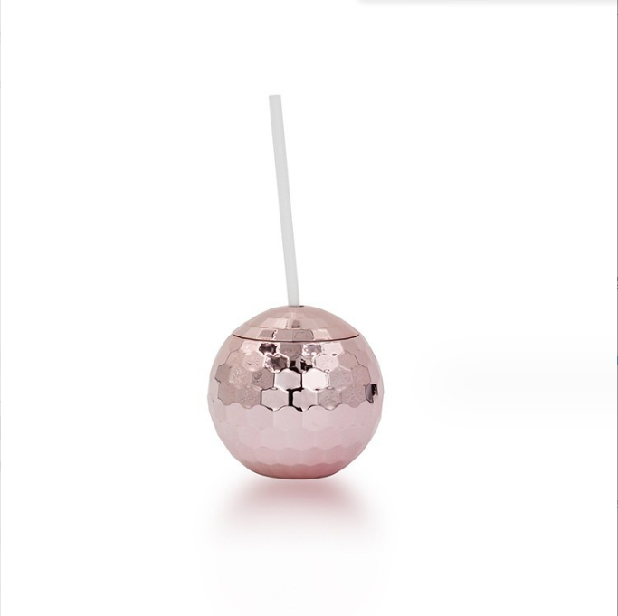 American Style 600ml Unique Disco Ball Cups Electroplated Flash Spherical Double Wall Plastic Cups