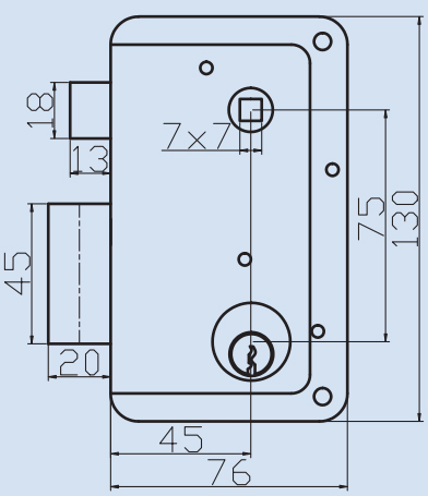 Single Cylinder 35mm - 50mm Door Thickness Small Rim Lock Anti Theft Vintage Rim Lock