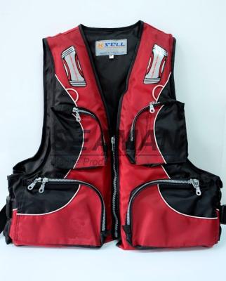 100N Red Water Sport Fishing Life Jacket With Oxford Nylon Adult Rigid Foam