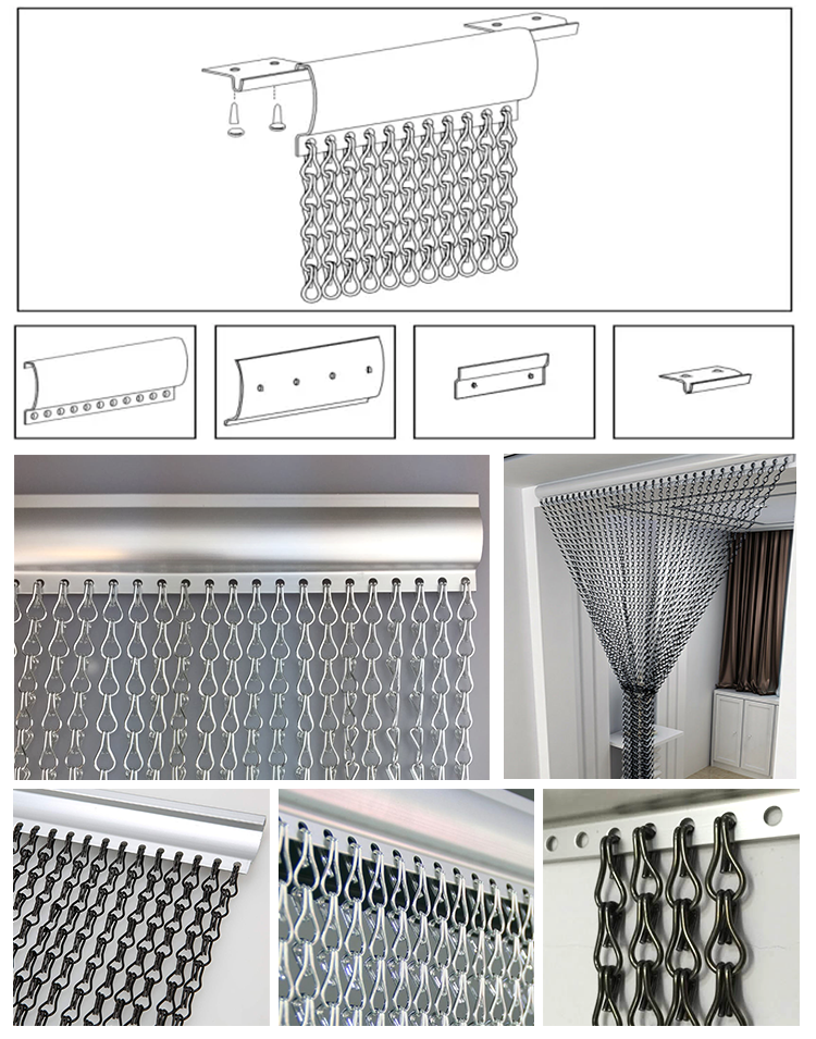 Chain Link Aluminum Room Dividers Drapery